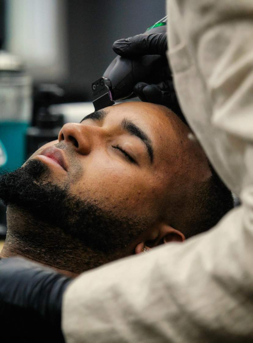 Precision barber at work